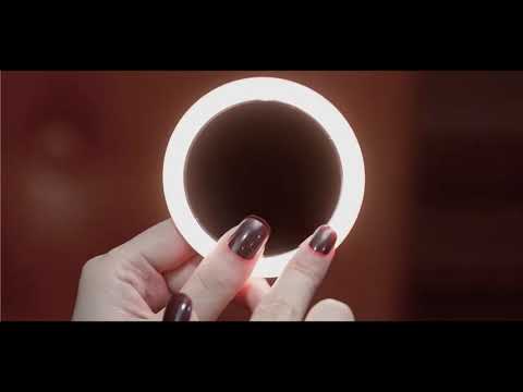 Load and play video in Gallery viewer, MINE Angel Ring Smart LED Compact Mirror, Dimmable Brightness and Colour Temperature, Makeup Mirror, Pocket Small Mirror for Purses
