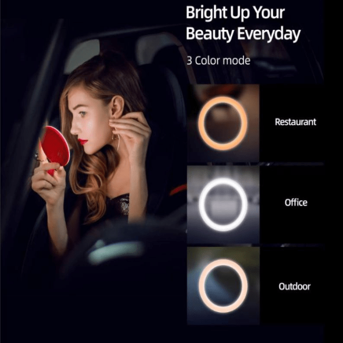 Revolight Beauty MINE MIRS Smart LED Compact Mirror, Dimmable Brightness and Colour Temperature, Makeup Mirror, Pocket Small Mirror for Purses