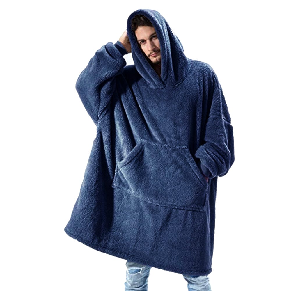 Revolight Blankets Blue Winter Warmth Cozy Flannel Blanket Hoodie With Sleeves