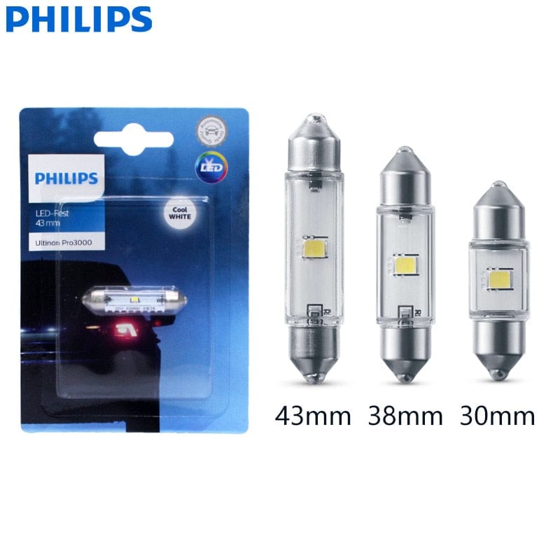Philips Ultinon Pro3000 LED 30mm 38mm 43mm Festoon C5W 6000K Cool Whit –  Revolight