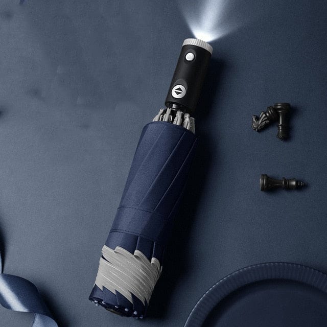 Revolight Apparel & Accessories Blue LED Unisex Automatic LED Umbrella With Reflective Stripe 3 Folding