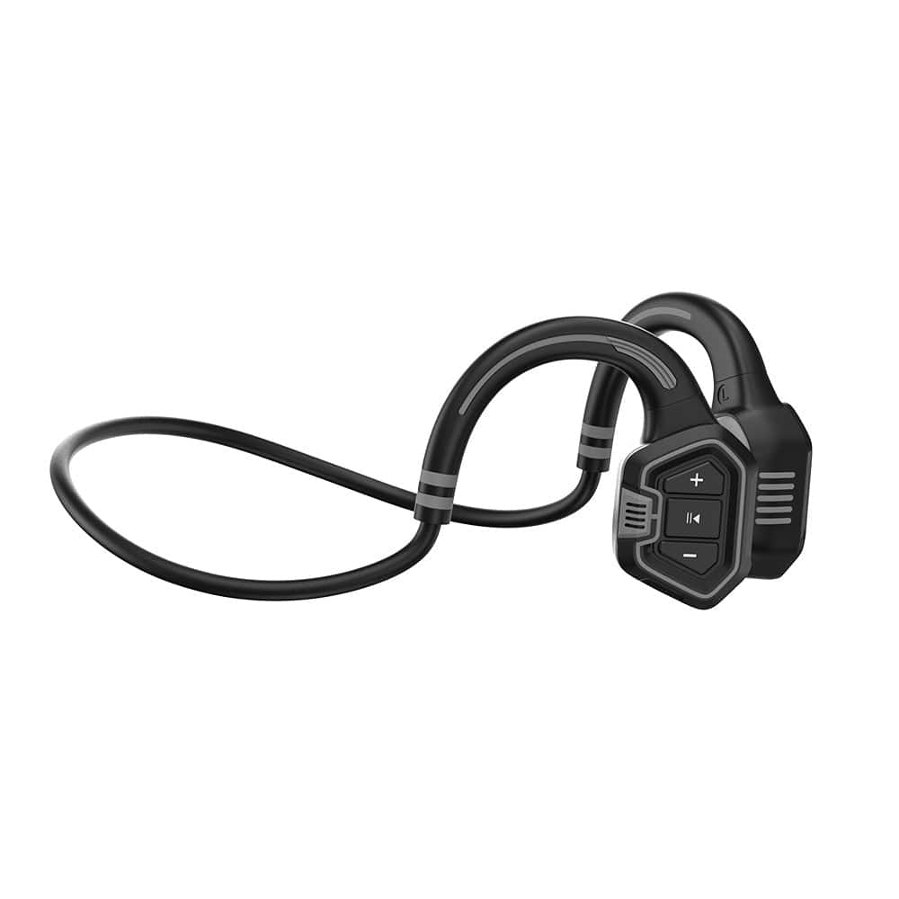 Revolight Black Bone Conduction Swimming Headphones Wireless Bluettoth 5.1 IP68 Waterproof USB Charge