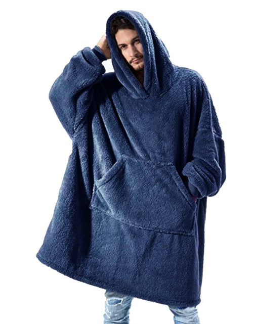 Load image into Gallery viewer, Revolight Blankets Blue Winter Warmth Cozy Flannel Blanket Hoodie With Sleeves
