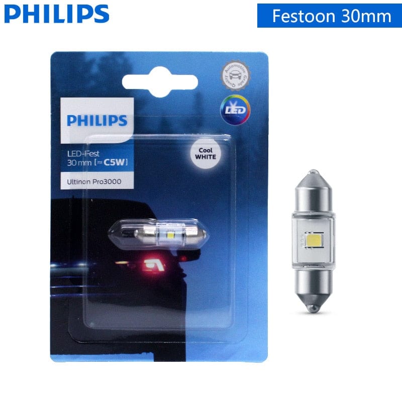 Revolight Car 30mm Philips Ultinon Pro3000 LED 30mm 38mm 43mm Festoon C5W 6000K Cool White Car Signal Side Lamps Interior Reading Light LED Fest 1x