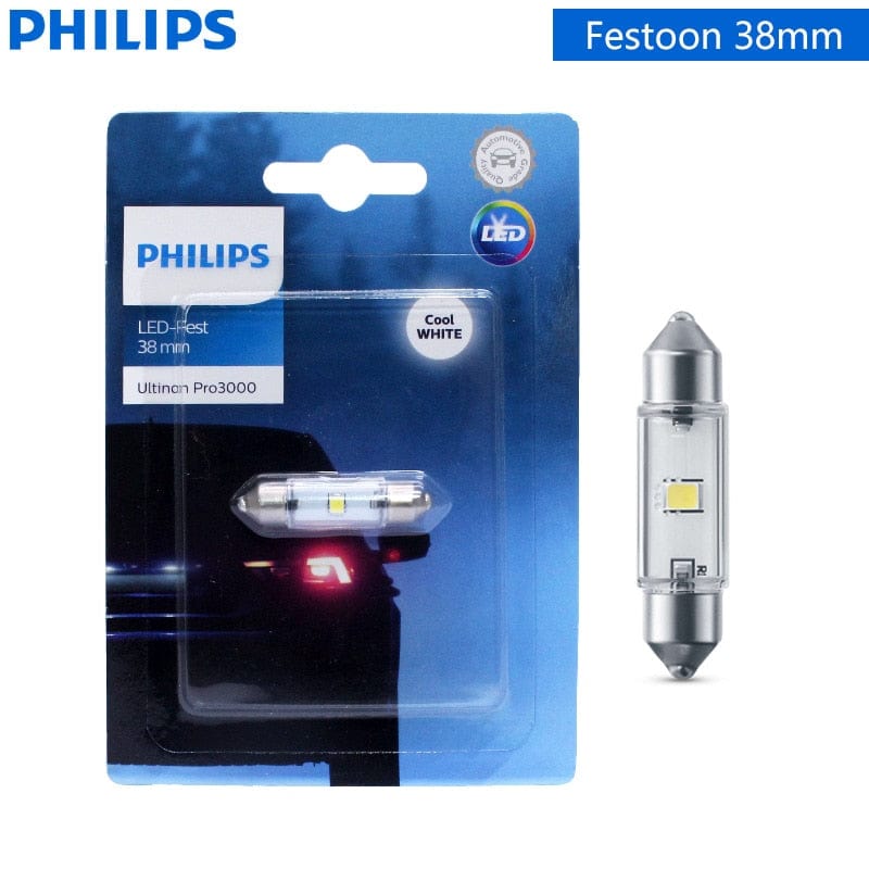 Revolight Car 38mm Philips Ultinon Pro3000 LED 30mm 38mm 43mm Festoon C5W 6000K Cool White Car Signal Side Lamps Interior Reading Light LED Fest 1x