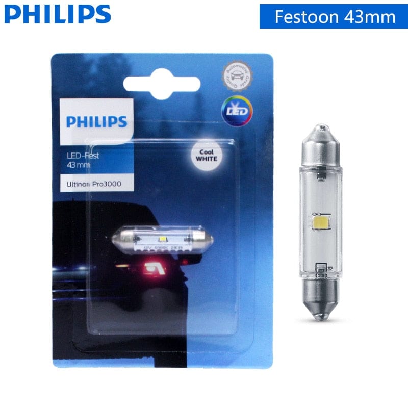 Revolight Car 43mm Philips Ultinon Pro3000 LED 30mm 38mm 43mm Festoon C5W 6000K Cool White Car Signal Side Lamps Interior Reading Light LED Fest 1x