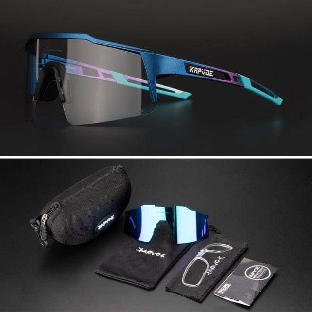 Revolight Cycling 06 - 2 Lenses Photochromic KAPVOE UV400 Unisex Polarised Cycling Glasses MTB (2 Types Photochromic and Sunglasses)