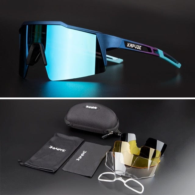 Revolight Cycling 06 - 4 Lenses KAPVOE UV400 Unisex Polarised Cycling Glasses MTB (2 Types Photochromic and Sunglasses)