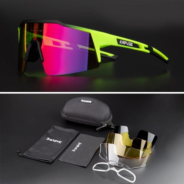 Revolight Cycling 09 - 4 Lenses KAPVOE UV400 Unisex Polarised Cycling Glasses MTB (2 Types Photochromic and Sunglasses)