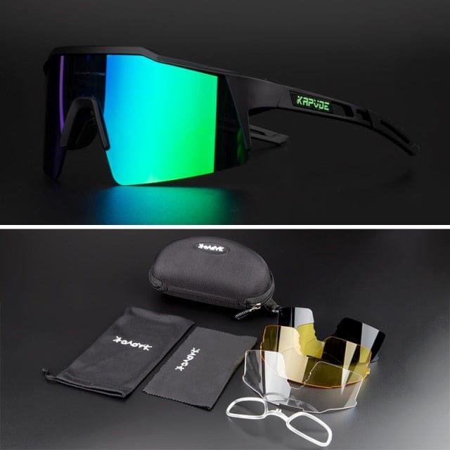 Revolight Cycling 10 - 4 Lenses KAPVOE UV400 Unisex Polarised Cycling Glasses MTB (2 Types Photochromic and Sunglasses)