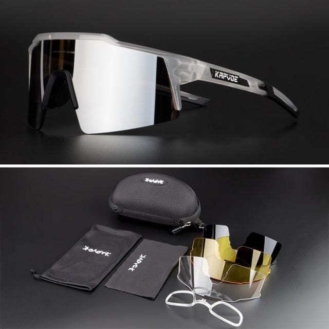 Revolight Cycling 13 - 4 Lenses KAPVOE UV400 Unisex Polarised Cycling Glasses MTB (2 Types Photochromic and Sunglasses)