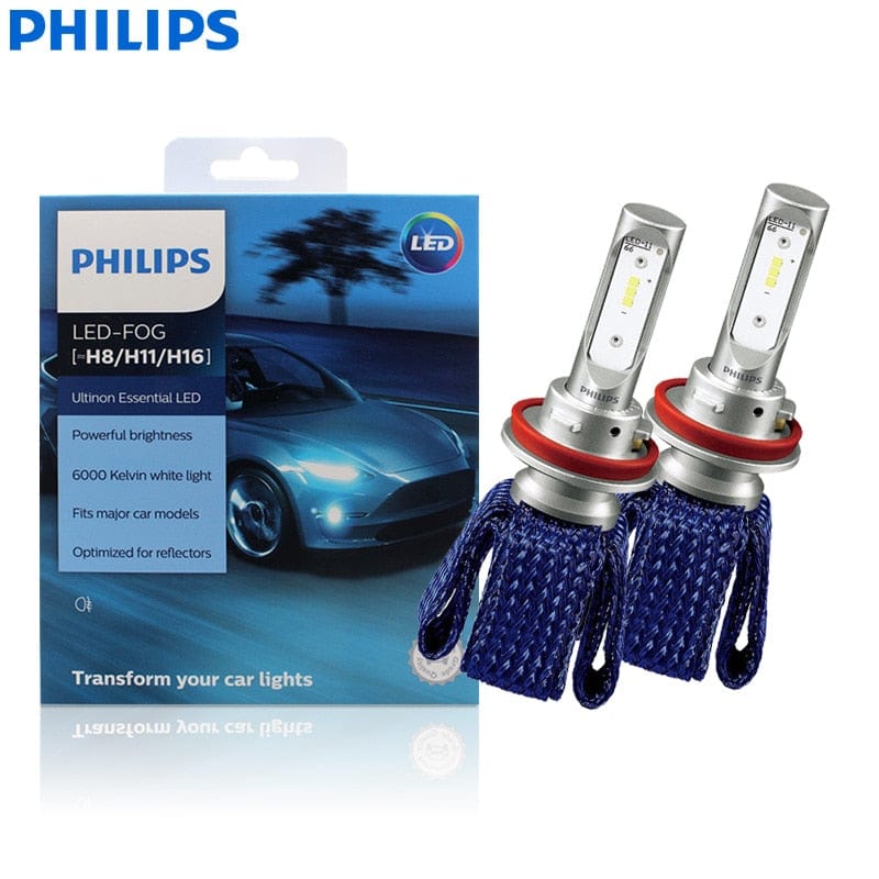 Revolight H11 Fog Lamp Philips Ultinon Essential LED H4 H7 H8 H11 H16 HB3 HB4 H1R2 9003 9005 9006 9012 12V UEX2 6000K Auto Headlight Fog Lamps (Twin)
