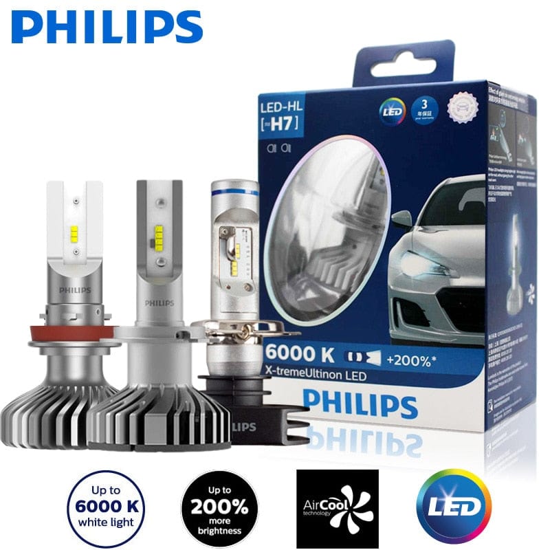 Revolight H11 Fog Light Philips LED X-treme Ultinon H4 H7 H11 Car Lamps 6000K Super White Light +200% Bright H8 H11 H1 Fog Lamp LED Headlight, Pair