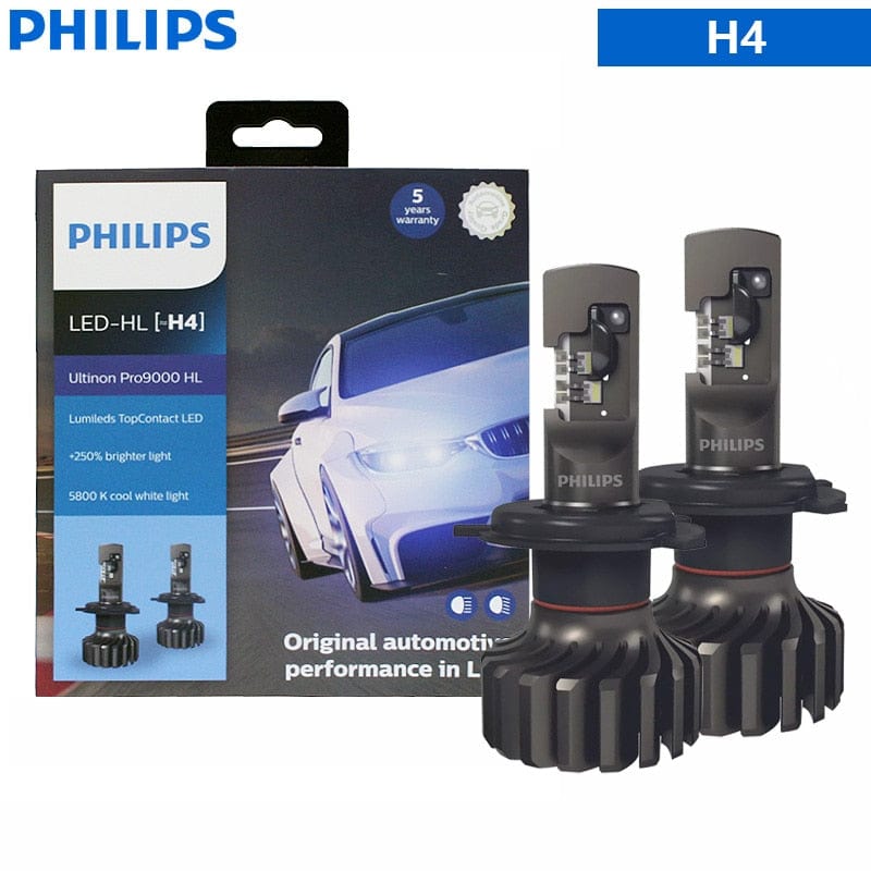 Revolight H4 Philips Ultinon Pro9000 H1 H4 H7 LED H8 H11 H16 HB3 HB4 H1R2 Car Headlight 9005 9006 9012 5800K White 250% Bright LED Auto Lamps
