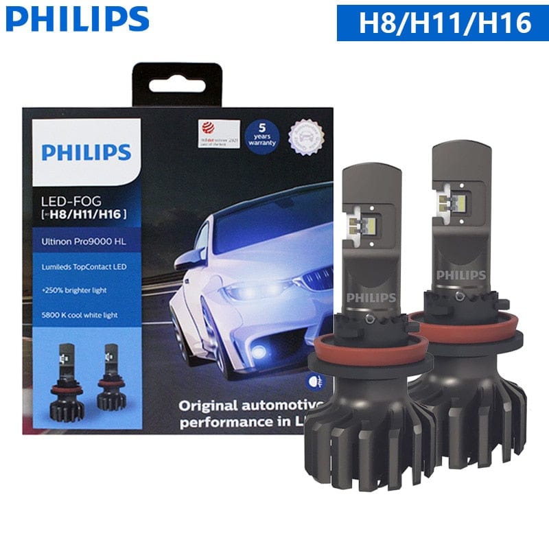 Revolight H8 H11 H16 Fog Philips Ultinon Pro9000 H1 H4 H7 LED H8 H11 H16 HB3 HB4 H1R2 Car Headlight 9005 9006 9012 5800K White 250% Bright LED Auto Lamps