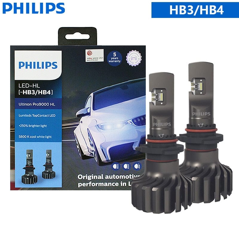 Revolight HB3(9005) HB4(9006) Philips Ultinon Pro9000 H1 H4 H7 LED H8 H11 H16 HB3 HB4 H1R2 Car Headlight 9005 9006 9012 5800K White 250% Bright LED Auto Lamps