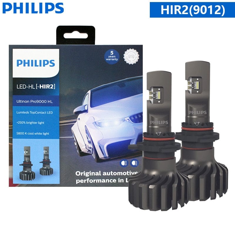 Revolight HIR2(9012) Philips Ultinon Pro9000 H1 H4 H7 LED H8 H11 H16 HB3 HB4 H1R2 Car Headlight 9005 9006 9012 5800K White 250% Bright LED Auto Lamps