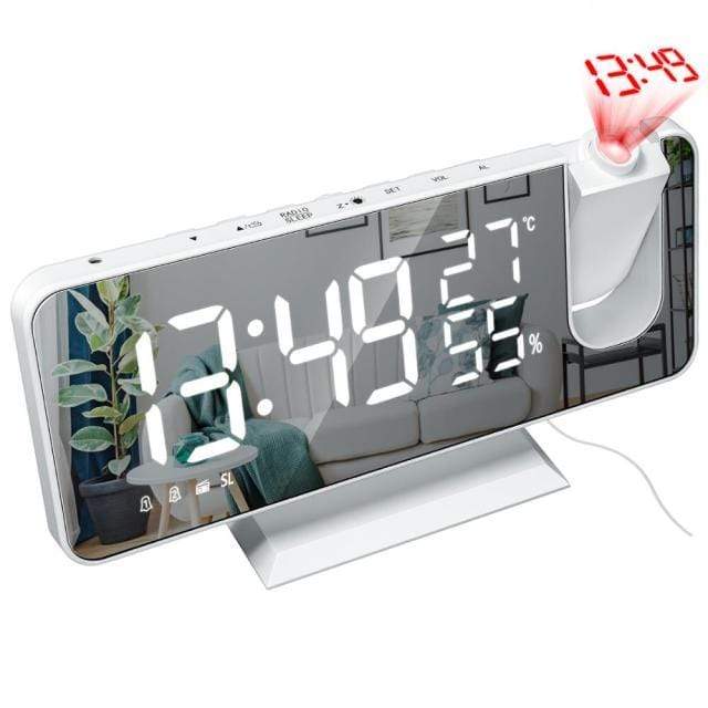 Revolight Home White - White SmartHome LED Projector Digital Alarm Clock