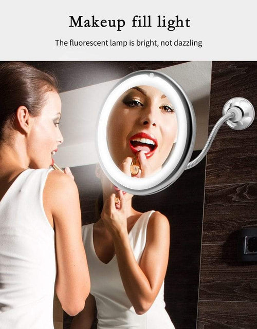 Load image into Gallery viewer, Revolight Mirror 3 Level LEDs Makeup Mirror 10X Flexible Mirror Illuminated Vanity Mirror with LED Ring Light
