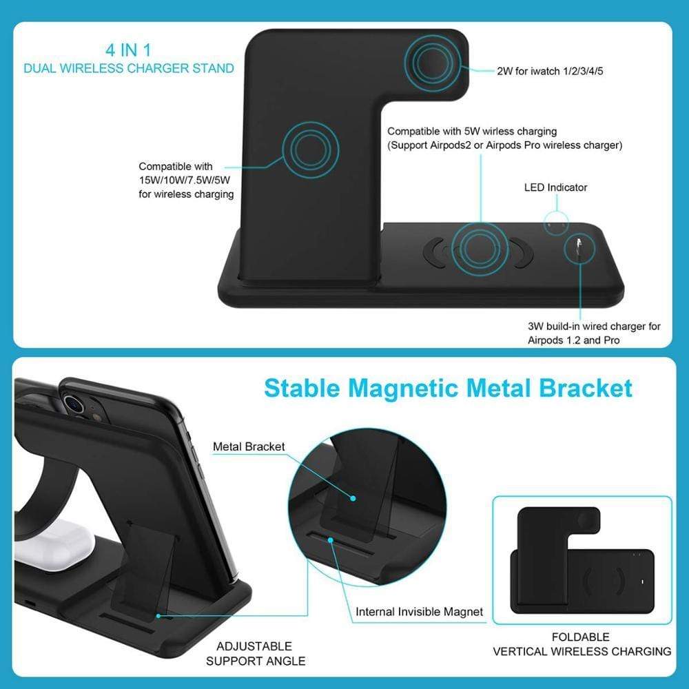 15W Qi Fast Wireless Charger Stand For iPhone 11 12 X 8 Apple