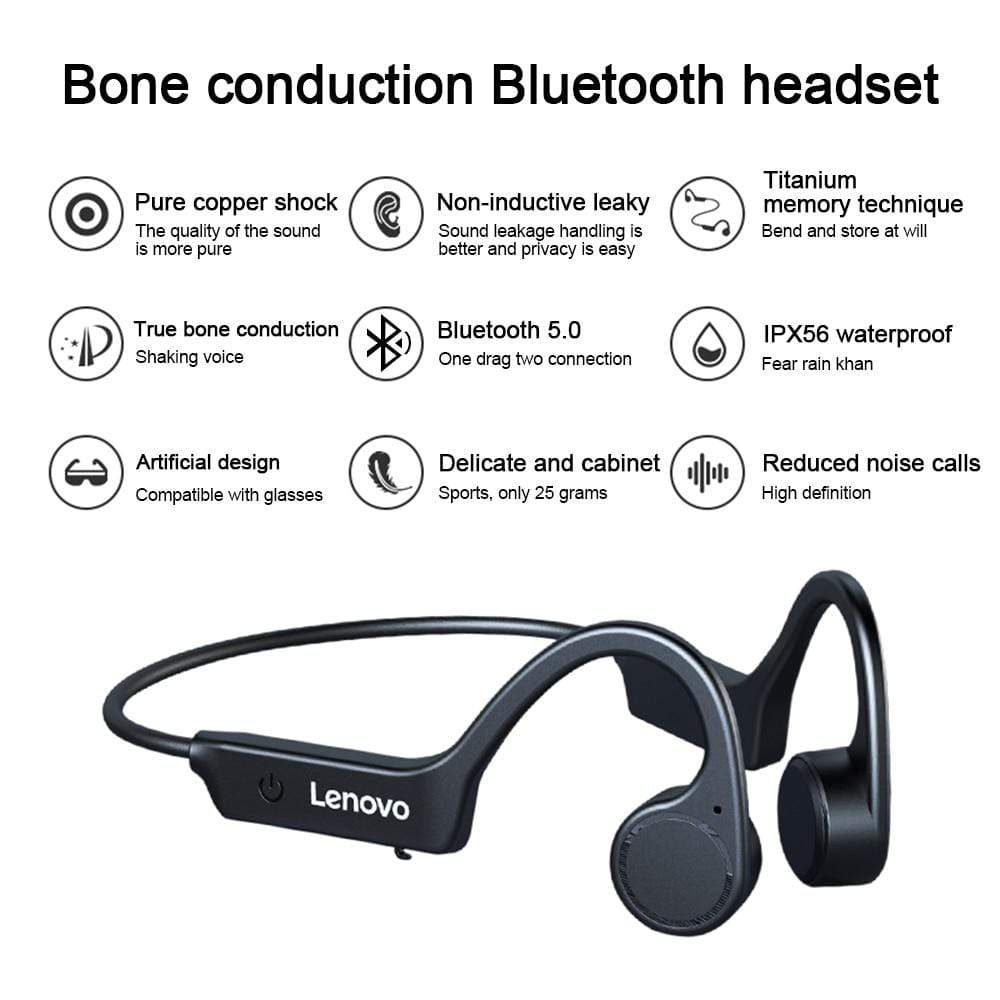 Revolight Music Lenovo X4 Bone Conduction Headphone Wireless Bluetooth (with Case) 5.0 TWS Waterproof Hanging Headset