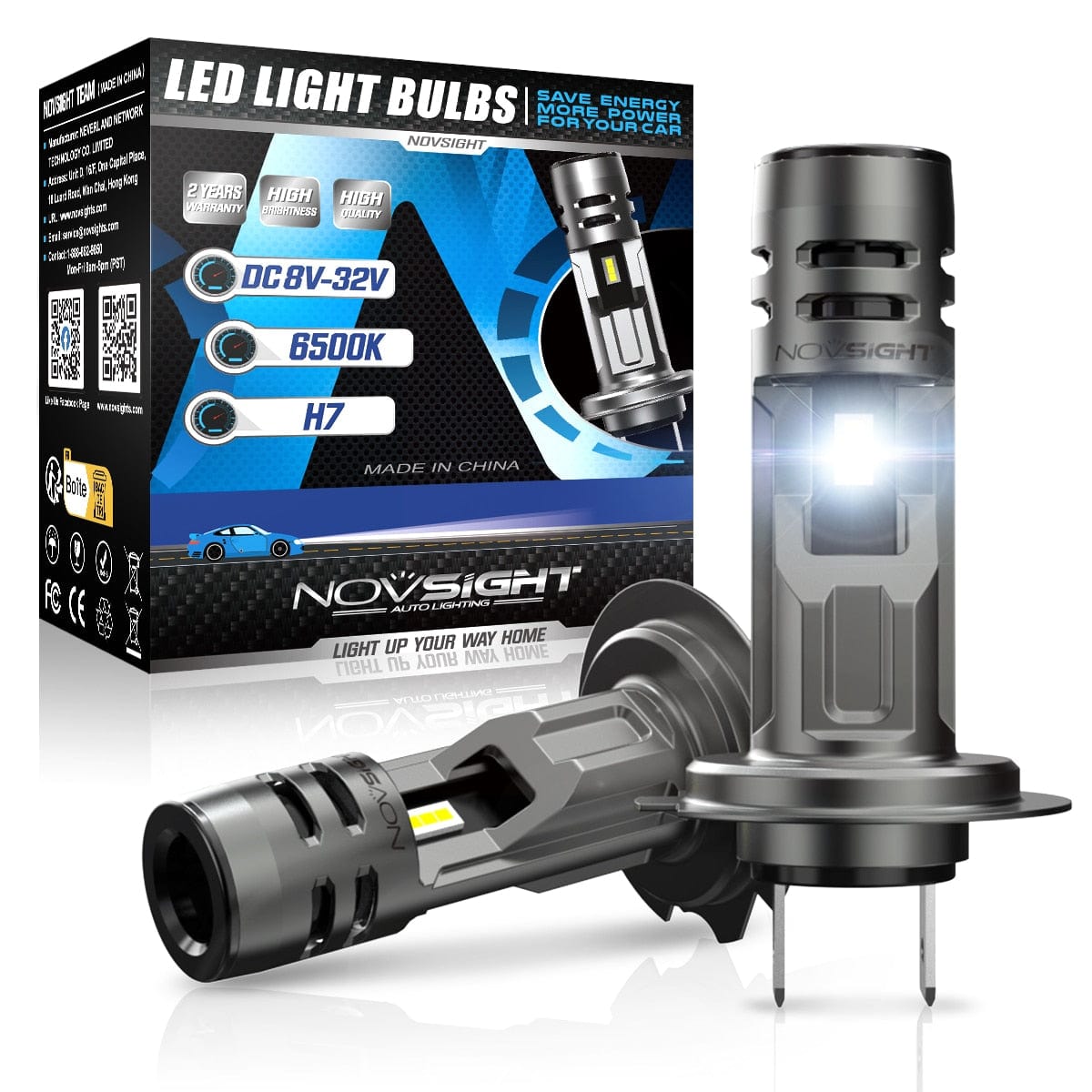 Revolight NOVSIGHT N58 H7 LED Headlight 1:1 Mini Size Headlamp 60W 12000LM 6500K Car Lamps Super Bright Plug and Play Car Headlight Bulbs