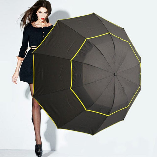 Load image into Gallery viewer, Revolight Outdoor Umbrellas &amp; Sunshades Black Large 130CM Unisex Umbrella 3 Folding Strong Windproof
