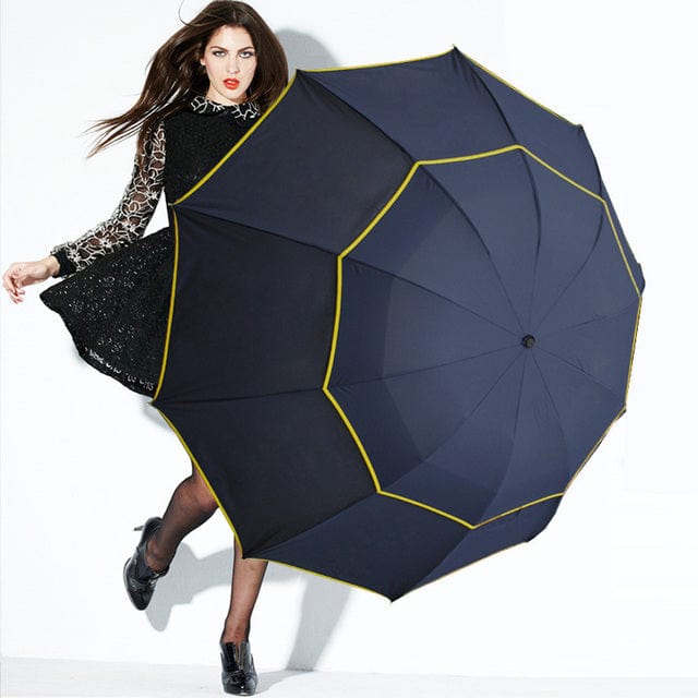 Revolight Outdoor Umbrellas & Sunshades Blue Large 130CM Unisex Umbrella 3 Folding Strong Windproof