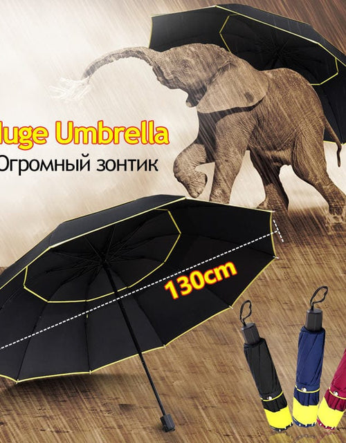 Load image into Gallery viewer, Revolight Outdoor Umbrellas &amp; Sunshades Large 130CM Unisex Umbrella 3 Folding Strong Windproof
