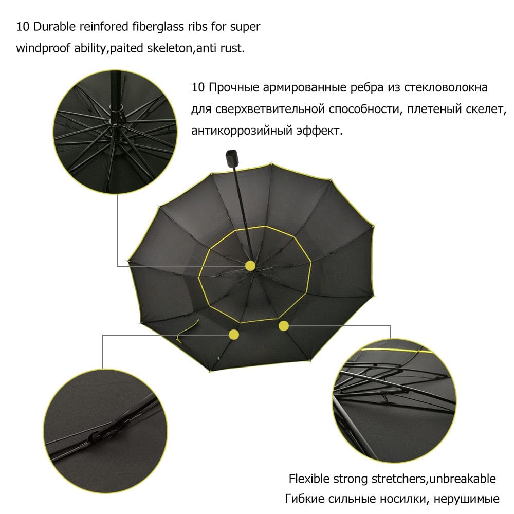 Revolight Outdoor Umbrellas & Sunshades Large 130CM Unisex Umbrella 3 Folding Strong Windproof
