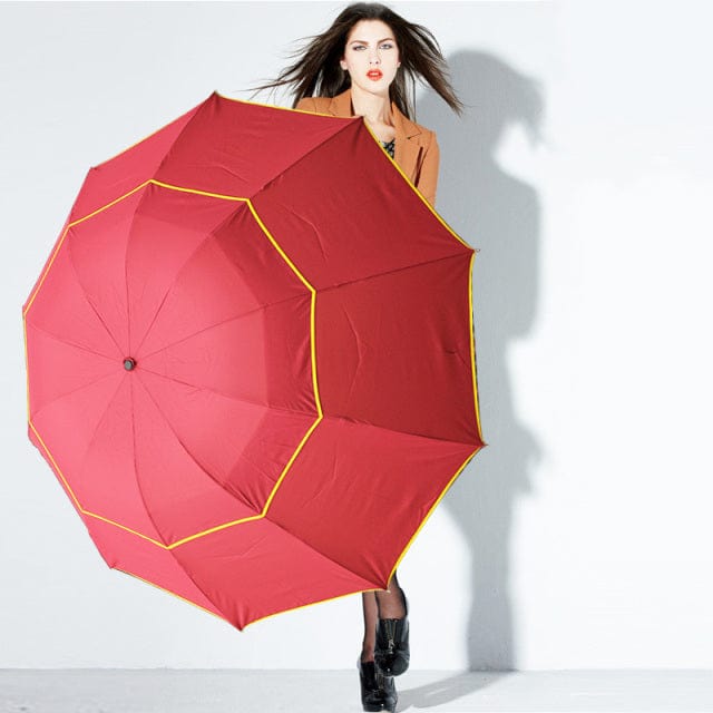 Revolight Outdoor Umbrellas & Sunshades Red Large 130CM Unisex Umbrella 3 Folding Strong Windproof