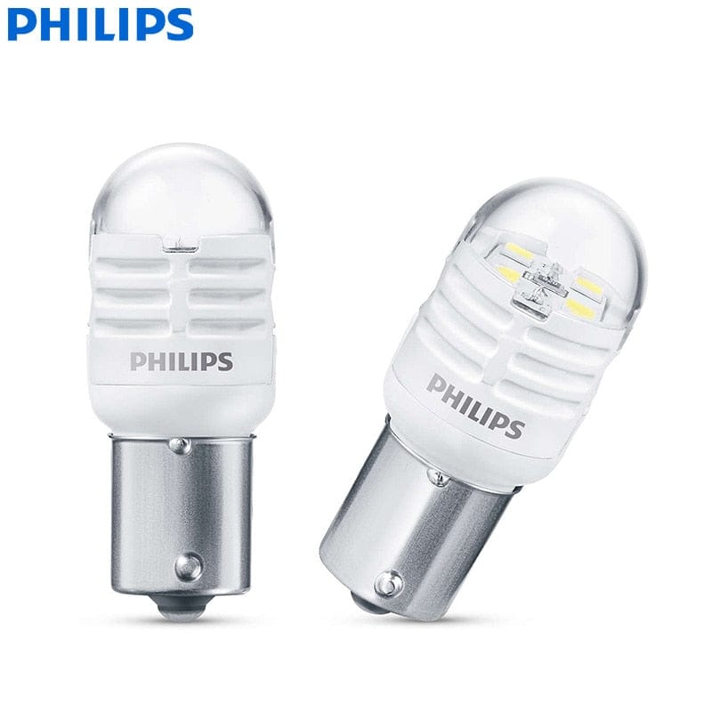 Revolight Philips LED P21W S25 1156 Ultinon Pro3000 12V 6000K White LED Turn Signal Lamps Car Position Stop Fog Light 11498U30CWB2, 2pcs