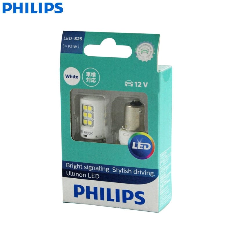 Revolight Philips LED S25 P21W 1156 Ultinon BA15s 12V 6000K White Car LED Indlcator Lamps Stop Fog Light Reverse Bulbs 11498ULWX2, 2x