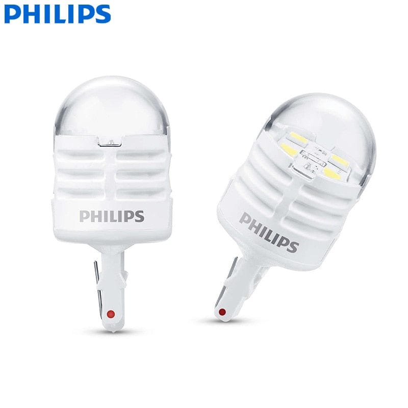 Revolight Philips LED Ultinon Pro3000 W21W T20 12V 6000K White Turn Signal Lamps Car Reverse Bulbs Indlcator Light 7440 11065U30CWB2, 2pcs
