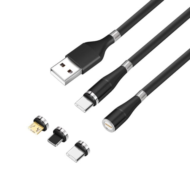 Revolight Phone Black / 1.8M iPhone 2.4A Fast Charge Magnetic Self Winding Cable for iPhone Samsung