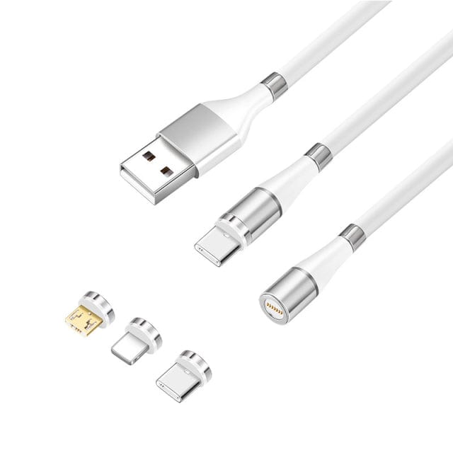 Revolight Phone White / 1.8M iPhone 2.4A Fast Charge Magnetic Self Winding Cable for iPhone Samsung