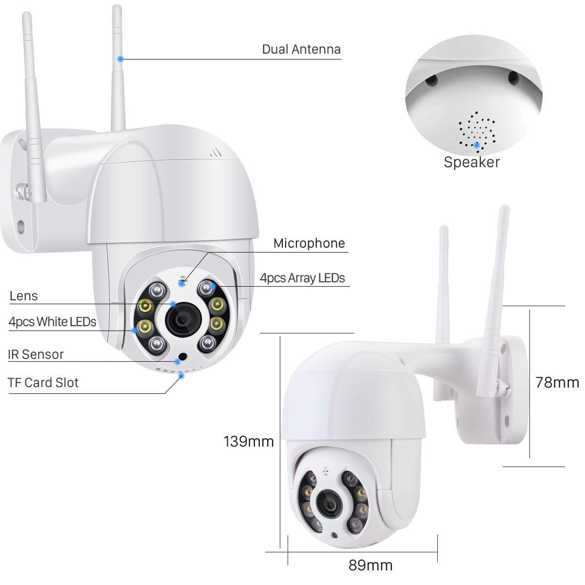 Revolight Security Camera PTZ IP 1080P Camera Outdoor Dome WIFI Security Weatherproof CCTV Sony Sensor