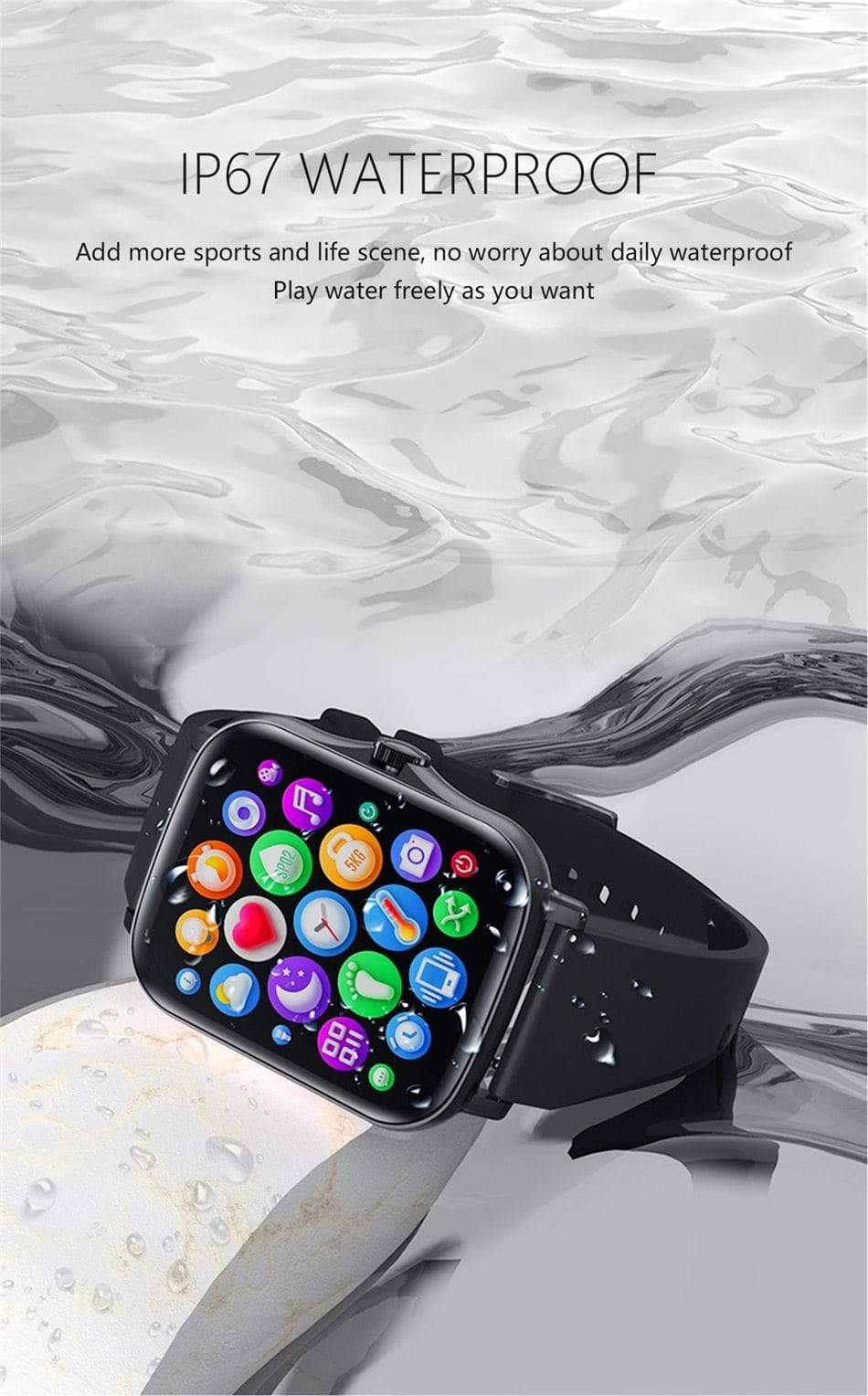 LIGE Y20 Unisex Waterproof Smart Watch Heart Rate and Blood