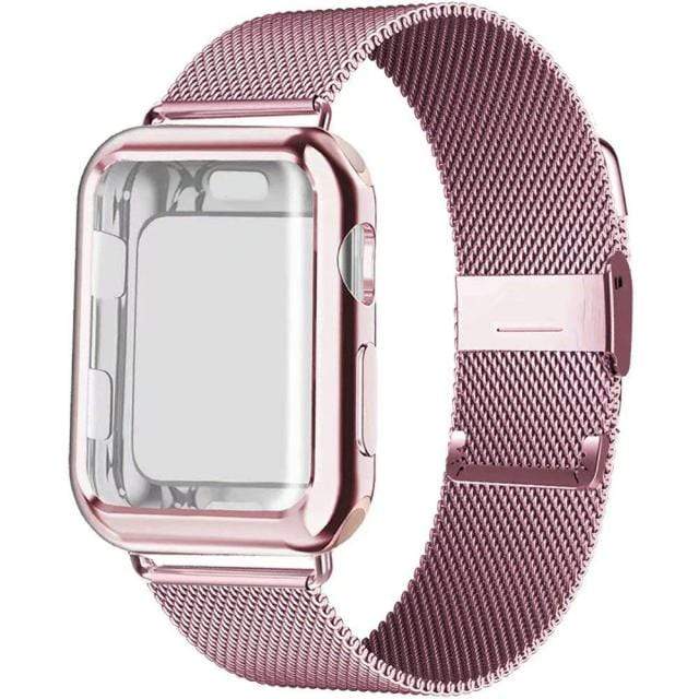Revolight Smart Watch Pink / 40mm Series 6 SE 5 4 Milanese Watch Band + Case For Apple Watch Series 6,  SE, 5, 4 Sizes 38mm, 40mm, 42mm, 44mm Stainless Steel