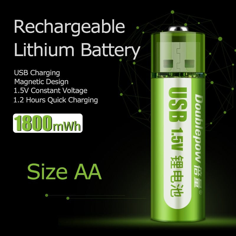 Revolight USB Rechargable 1.5V AA Li-ion Battery 1800mWh