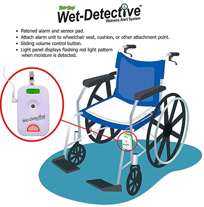 Wet Detective Incontinence & Bedwetting Pad Alarm System with 2 Sensor Pads and 4 Ultra Soft Bed Underpads